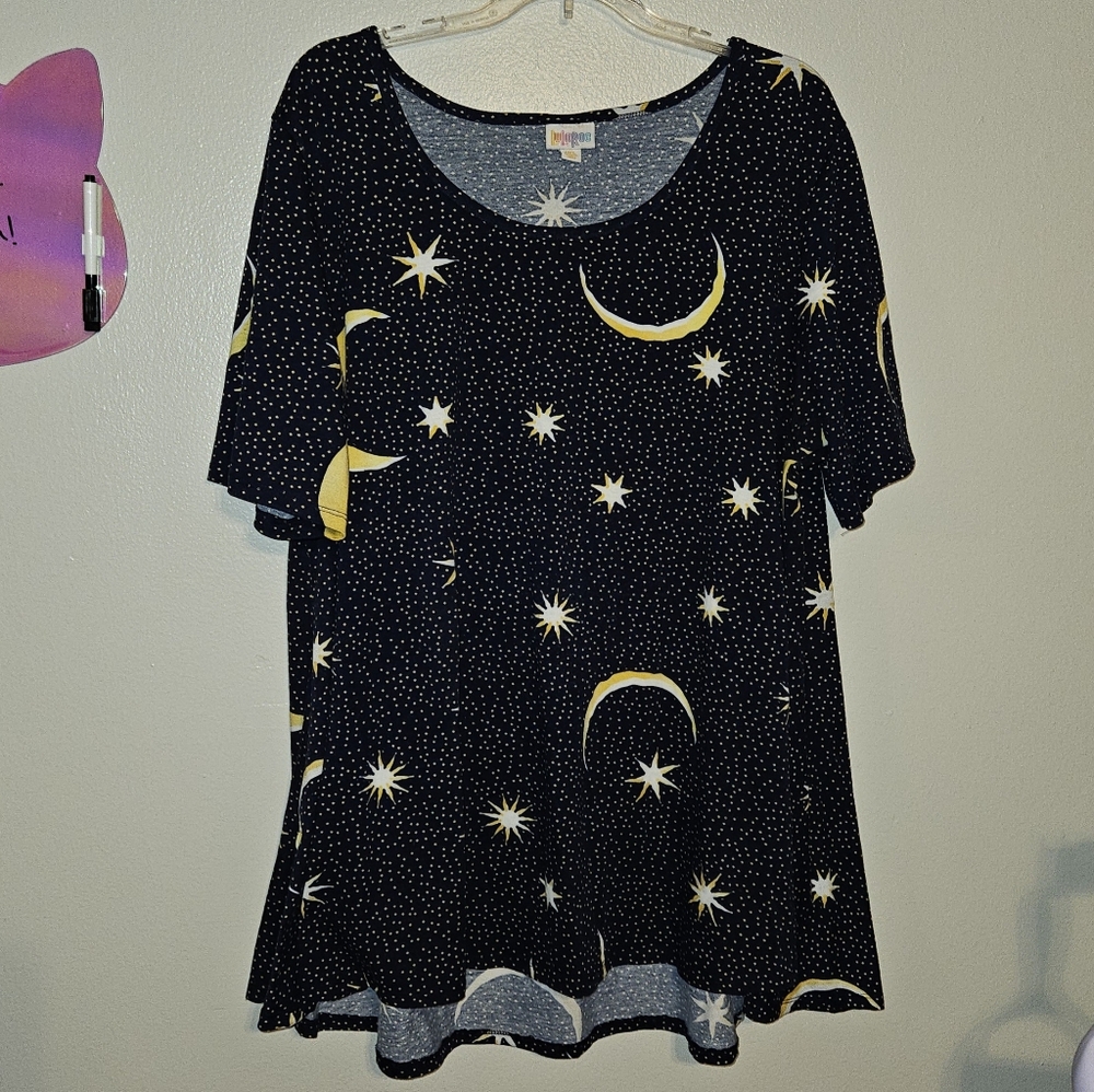 Lularoe Cosmic Moon & Stars Tunic Top Plus Size 3X